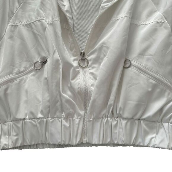 Love Tree Cropped Windbreaker Hoodie Jacket White With black Striped Small - Picture 7 of 12